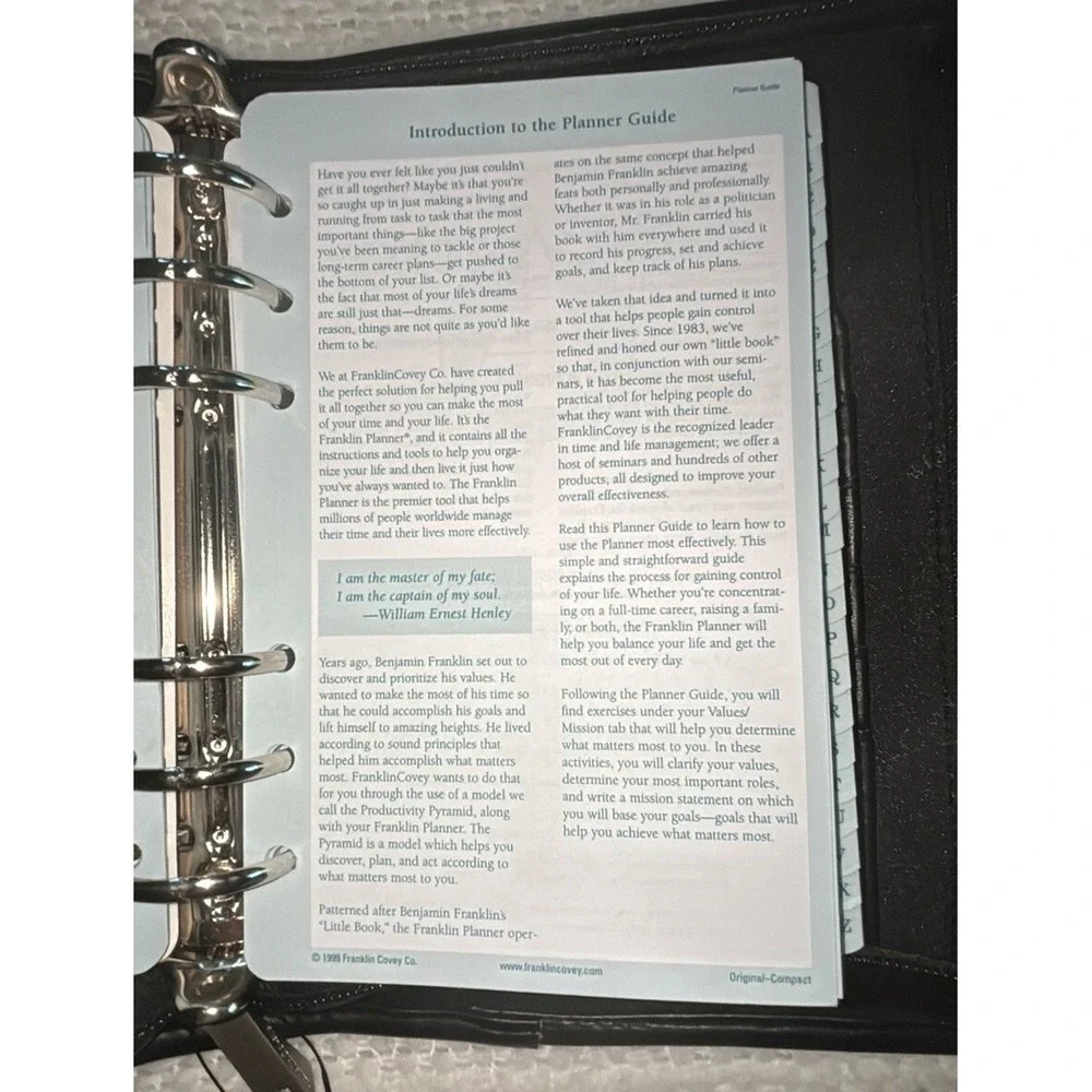 Vtg Franklin Covey Compact System 6 Ring Binder Black NWOT‎ Undated Inserts